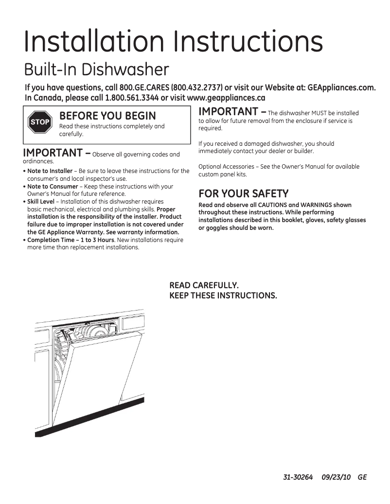 Page 1 de la notice Guide d'installation GE ZBD9900RII