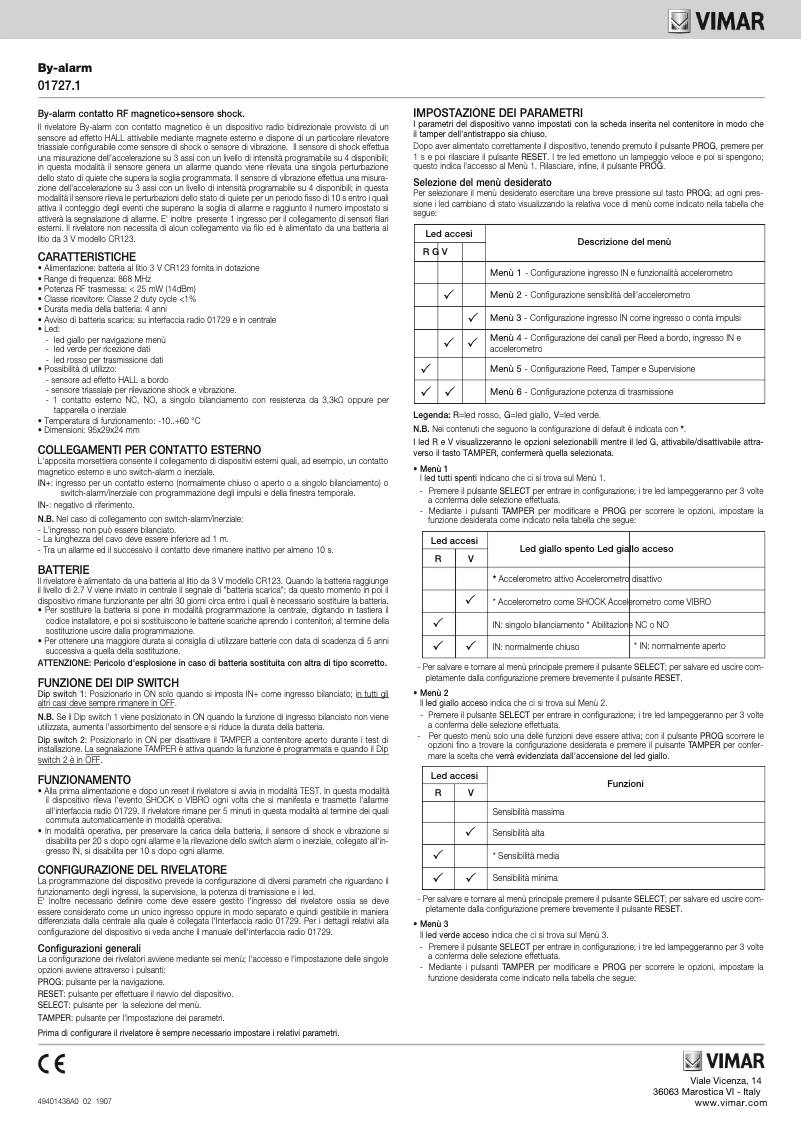 Page 1 de la notice Manuel utilisateur Vimar 01727.1.B