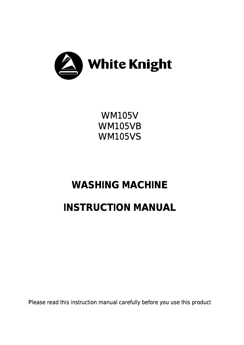 Page 1 de la notice Manuel utilisateur White Knight WM105VS