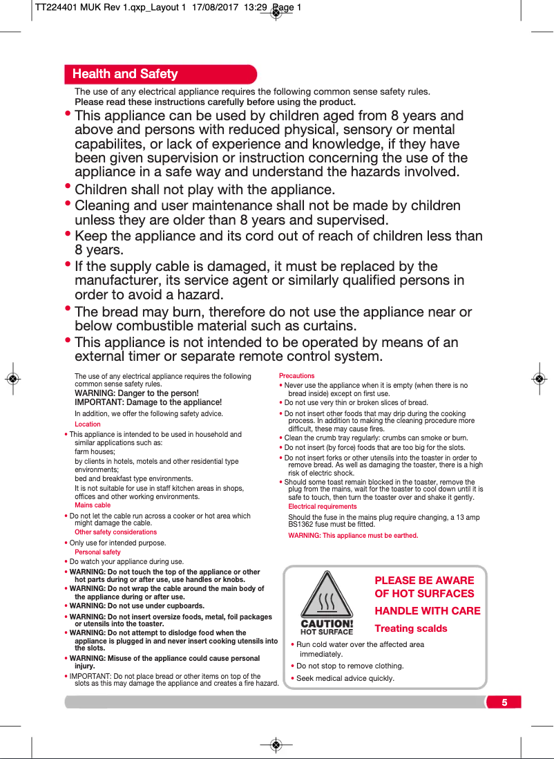 Page 1 de la notice Manuel utilisateur Morphy Richards 224407