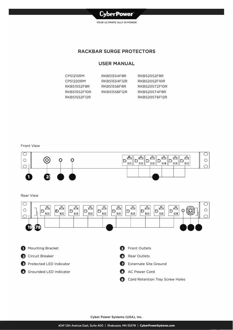 Page n°1 - Manuel utilisateur CyberPower Rackbar CPS1215RMS