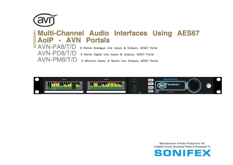 Page 1 de la notice Manuel utilisateur Sonifex AVN-PM8