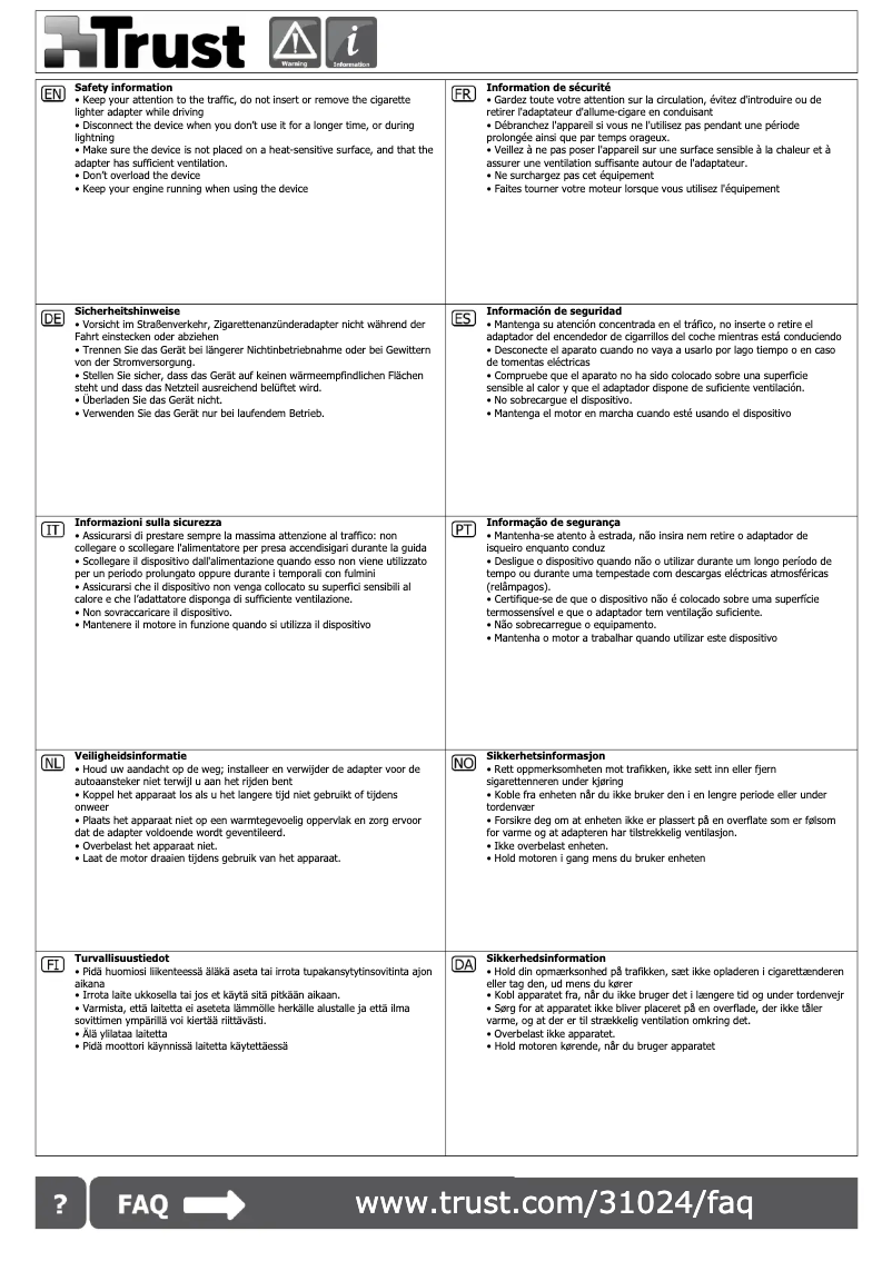 Page 1 de la notice Manuel utilisateur Trust DC/Micro-USB