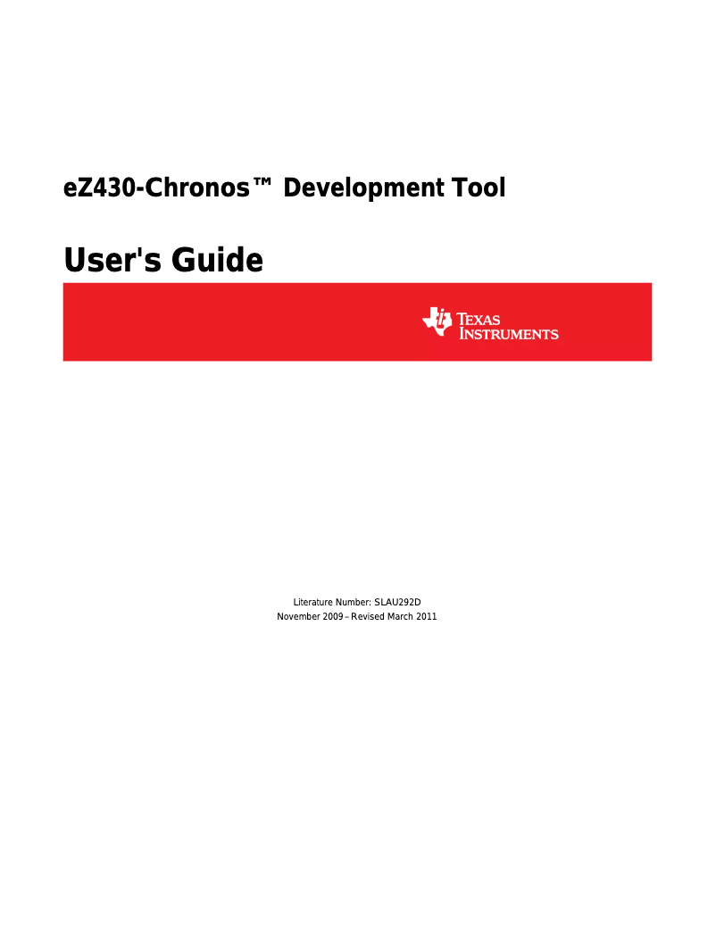 Page n°1 - Manuel utilisateur Texas Instruments EZ430-Chronos