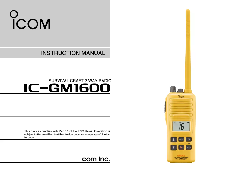 Page n°1 - Manuel utilisateur ICOM IC-GM1600