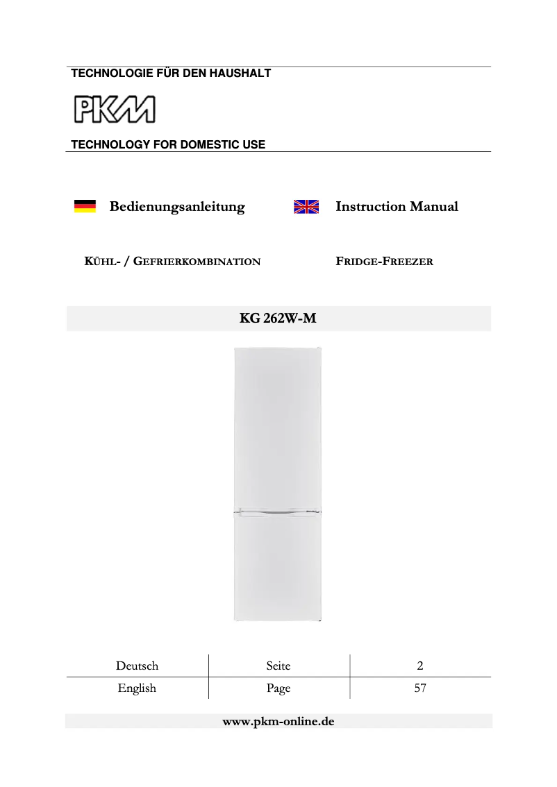 Image de la première page du manuel de l'appareil KG262W-M