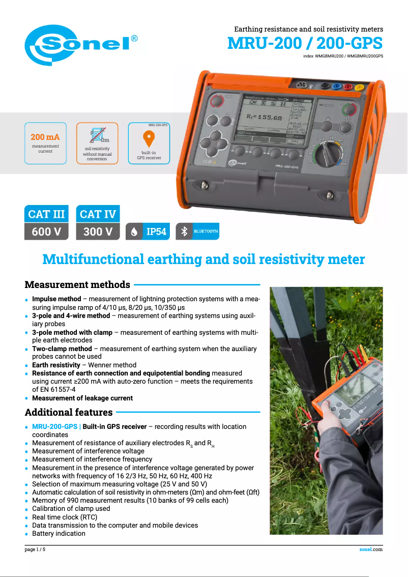 Image de la première page du manuel de l'appareil MRU-200