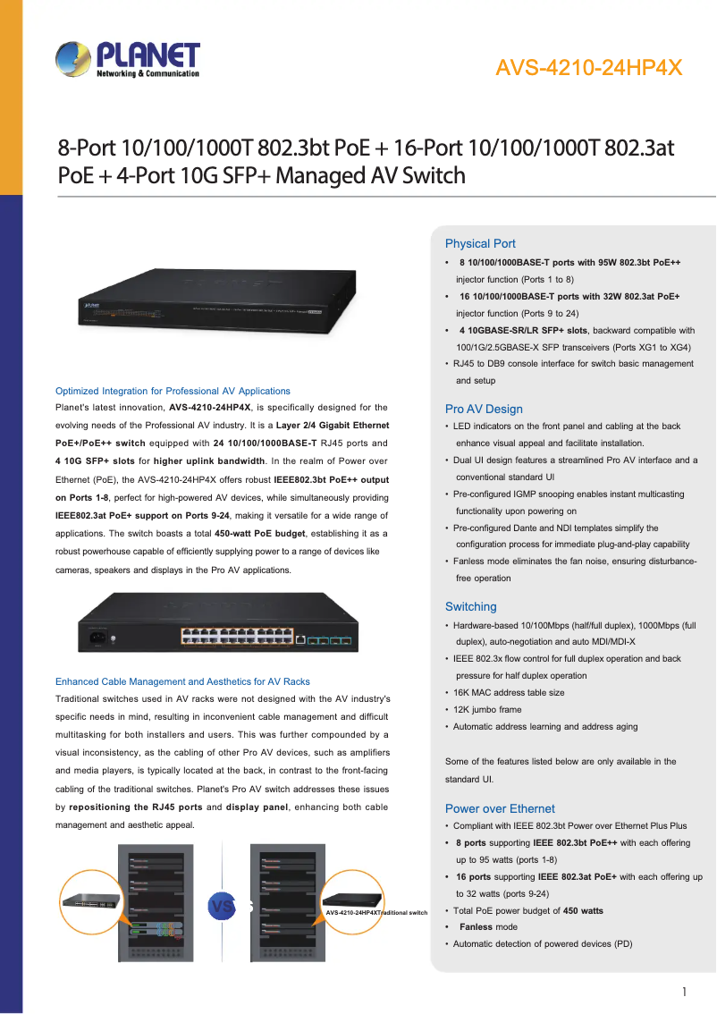 Image de la première page du manuel de l'appareil AVS-4210-24HP4X