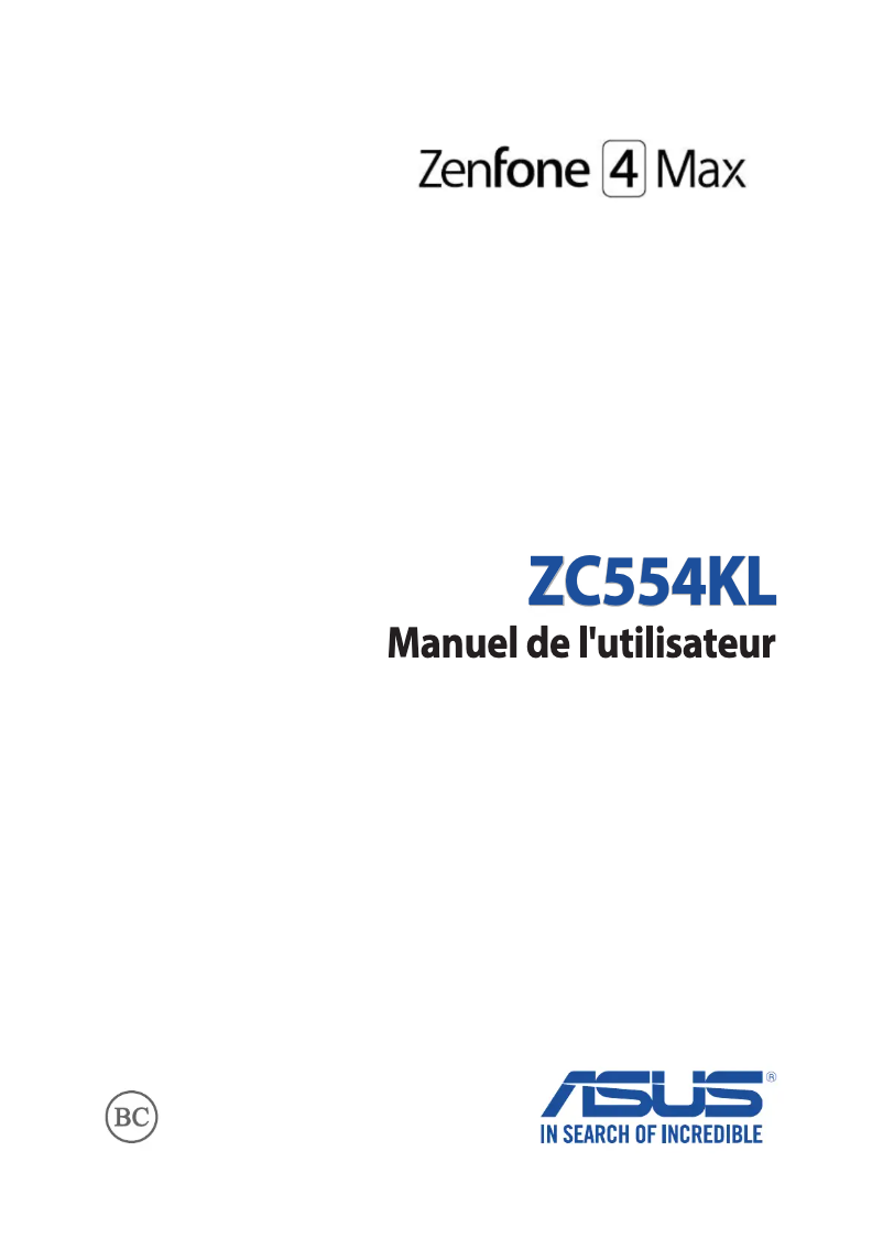 Image de la première page du manuel de l'appareil ZenFone 4 Max