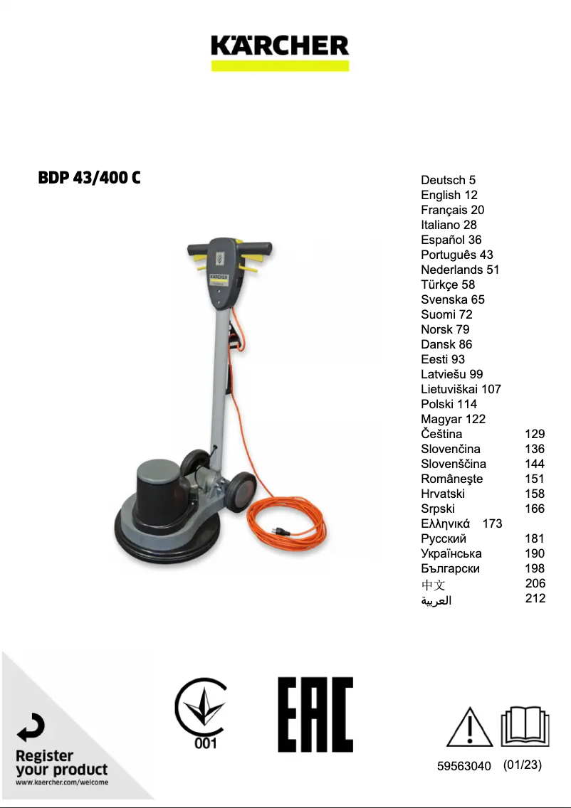 Page 1 de la notice Manuel utilisateur Kärcher BDP 43/400 C