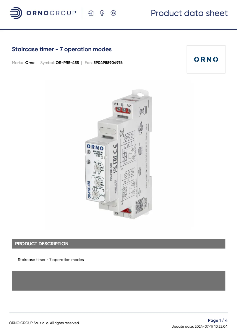 Image de la première page du manuel de l'appareil OR-PRE-455