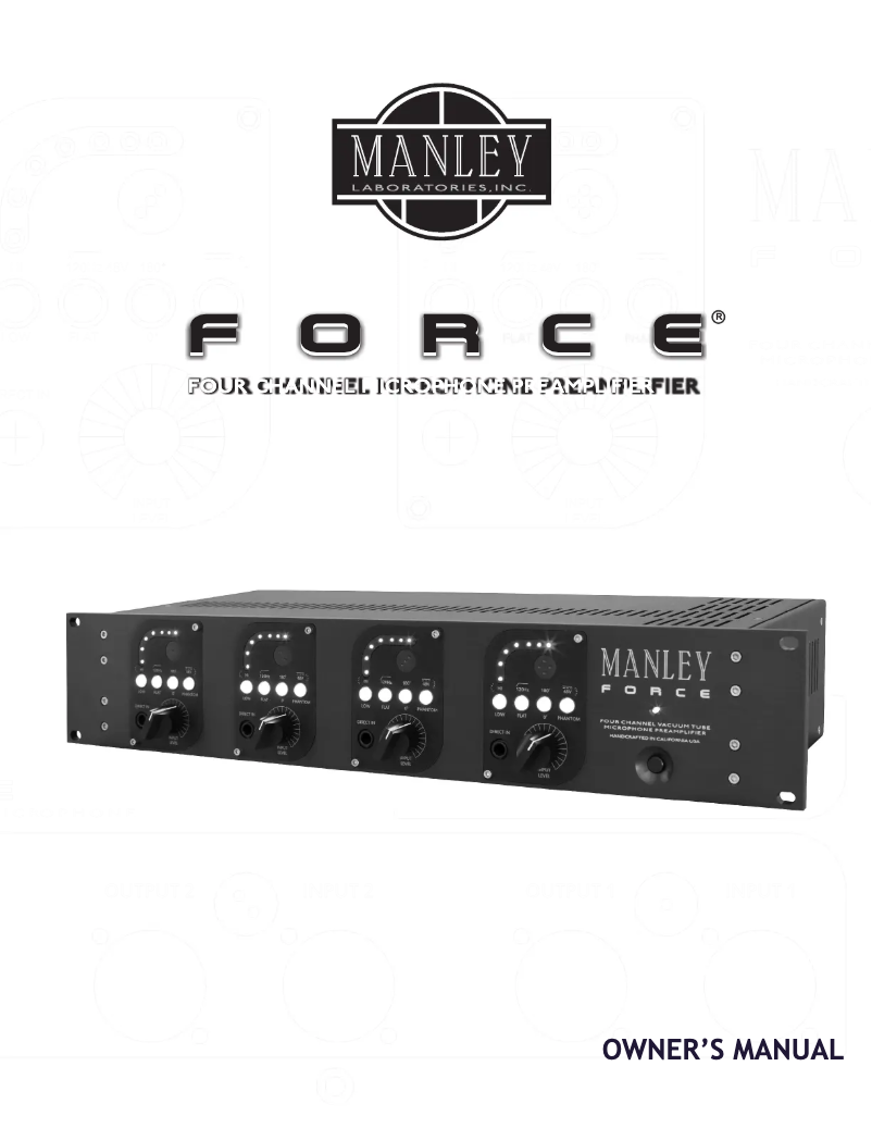 Page 1 de la notice Manuel utilisateur Manley Force
