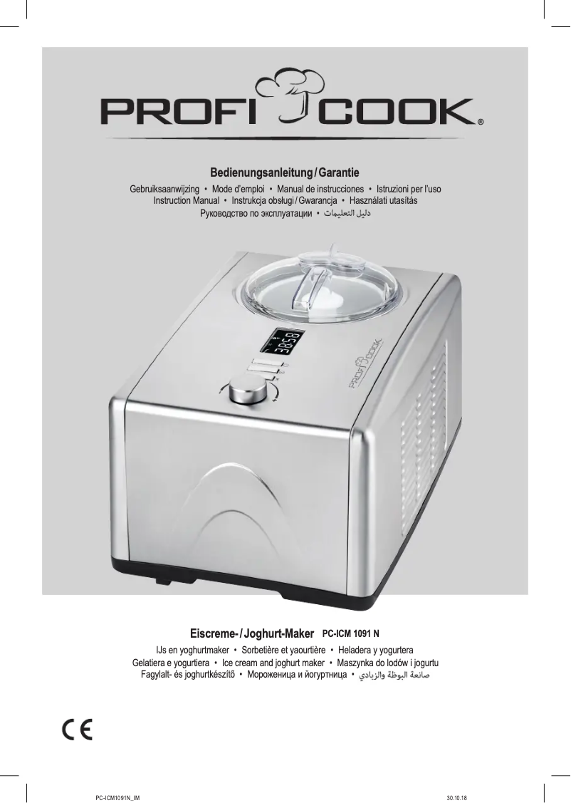 Page n°1 - Manuel utilisateur ProfiCook PC-ICM 1091 N