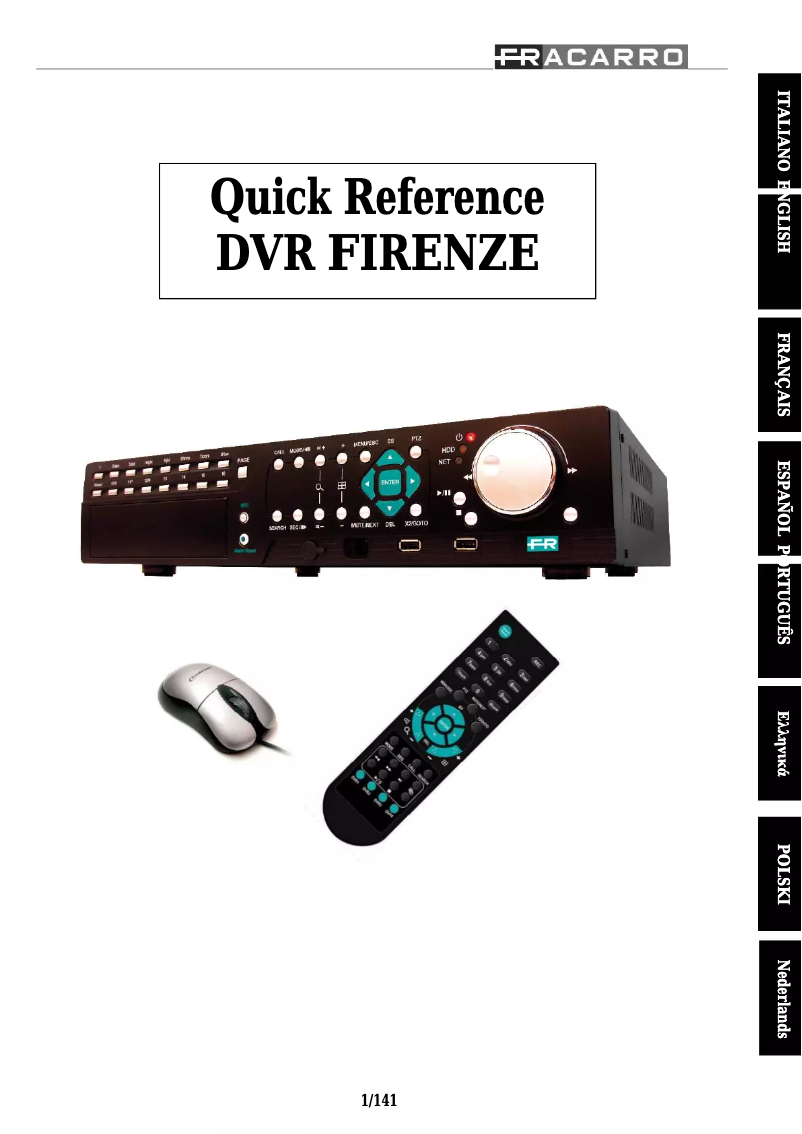 Página 1 del manual Manual de usuario Fracarro Firenze 16.7 DVR