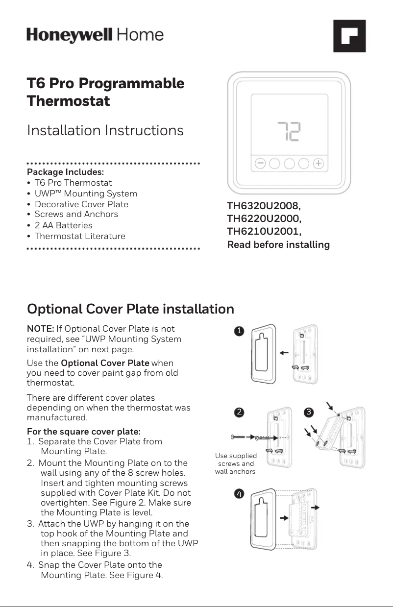 Image de la première page du manuel de l'appareil TH6220U2000/U