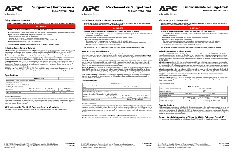 Page 1 de la notice Manuel utilisateur APC SurgeArrest Performance P12U2