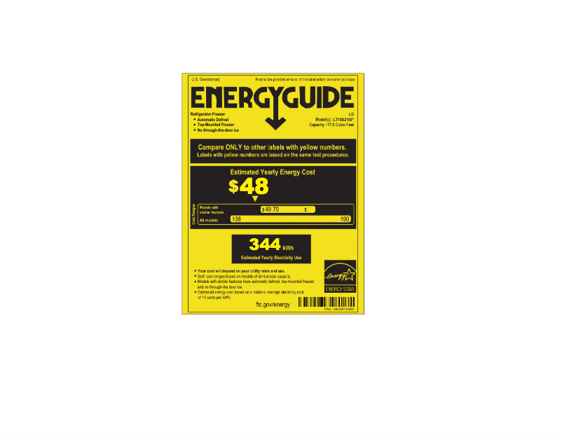 Page 1 de la notice Label énergétique LG LT18S2100W