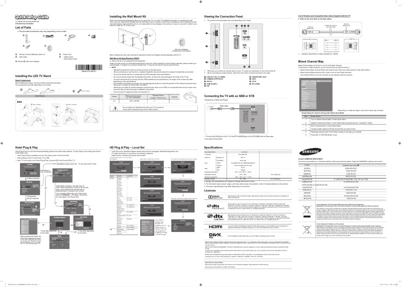 Page n°1 - Guide de démarrage rapide Samsung HG32ED470SK LED TV