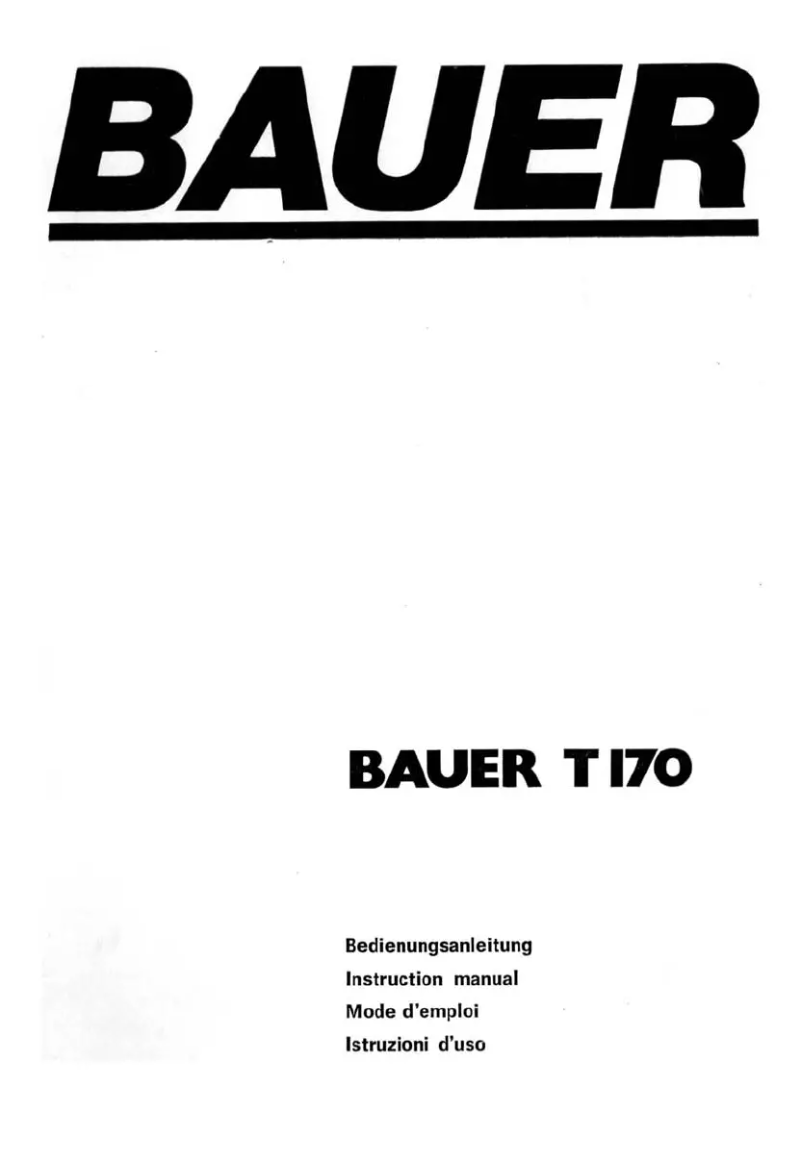 Page 1 de la notice Manuel utilisateur Bauer T170