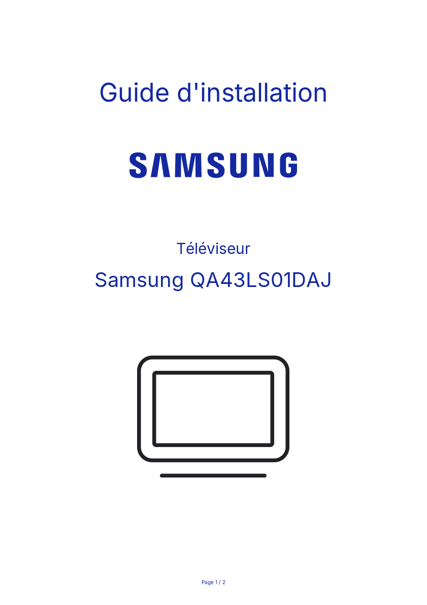 Page n°1 - Guide d'installation Samsung QA43LS01DAJ