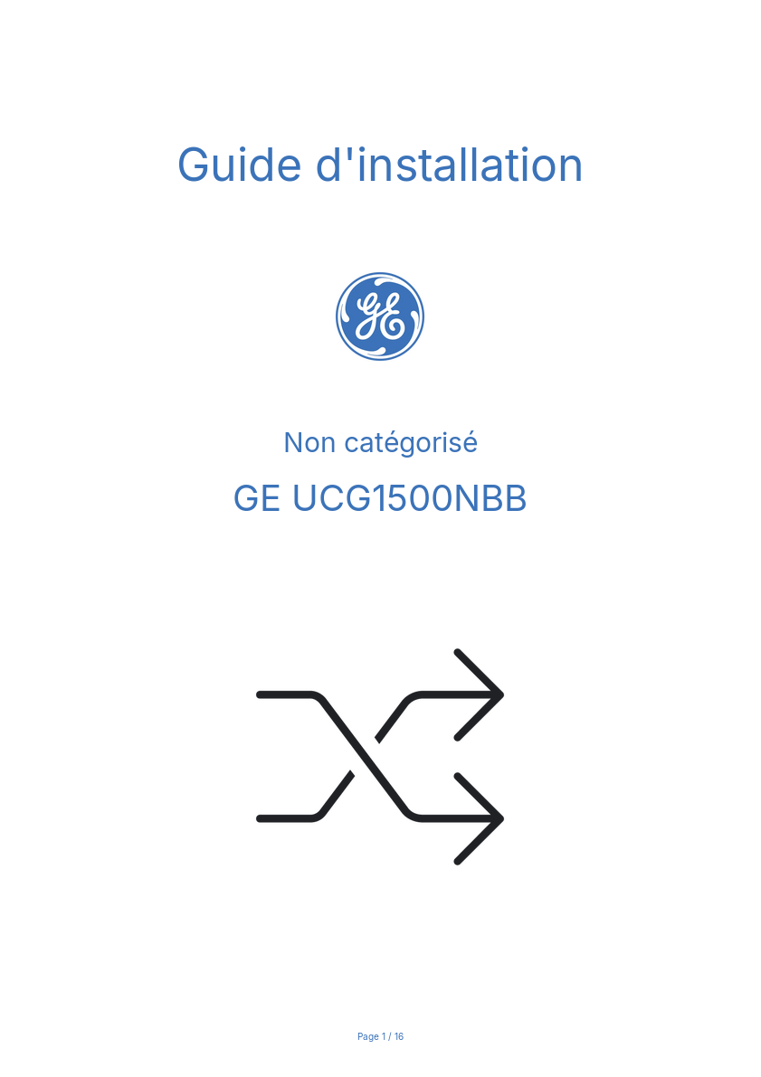 Page n°1 - Guide d'installation GE UCG1500NBB