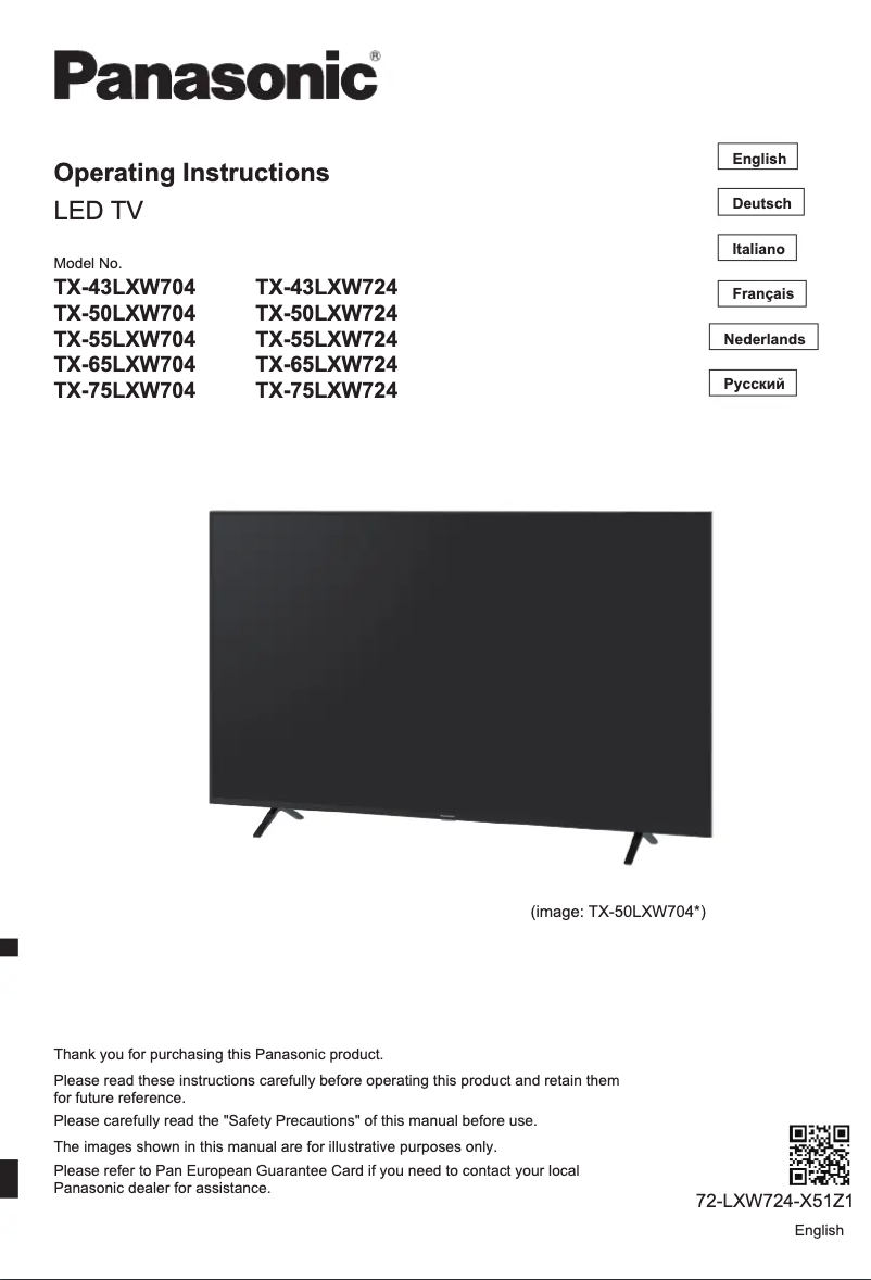 Page 1 de la notice Manuel utilisateur Panasonic TX-65LXW704