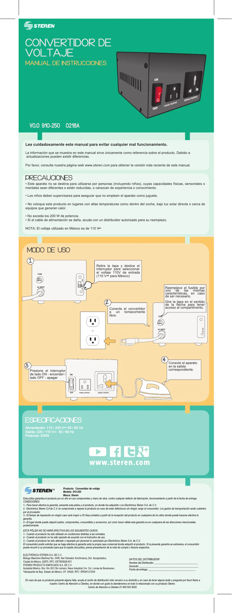 Image de la première page du manuel de l'appareil 910-250