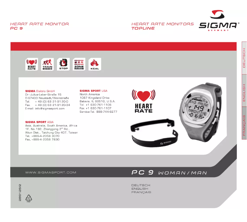 Page n°1 - Manuel utilisateur Sigma PC 9 Woman