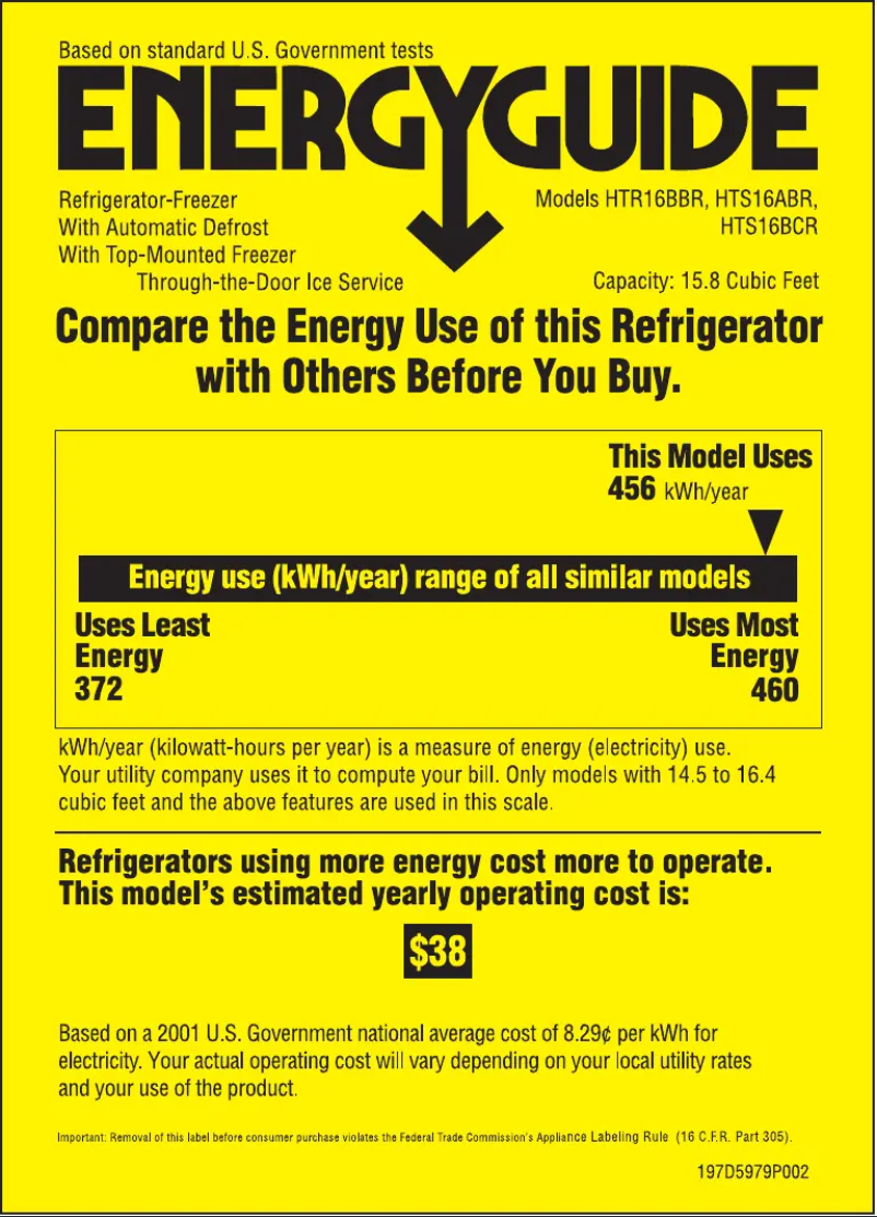 Page n°1 - Label énergétique Hotpoint HTR16BBRRCC