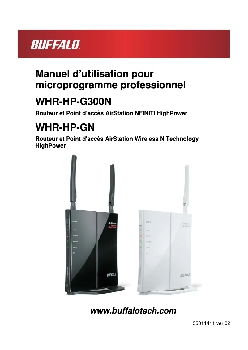 Image de la première page du manuel de l'appareil WHR-HP-GN