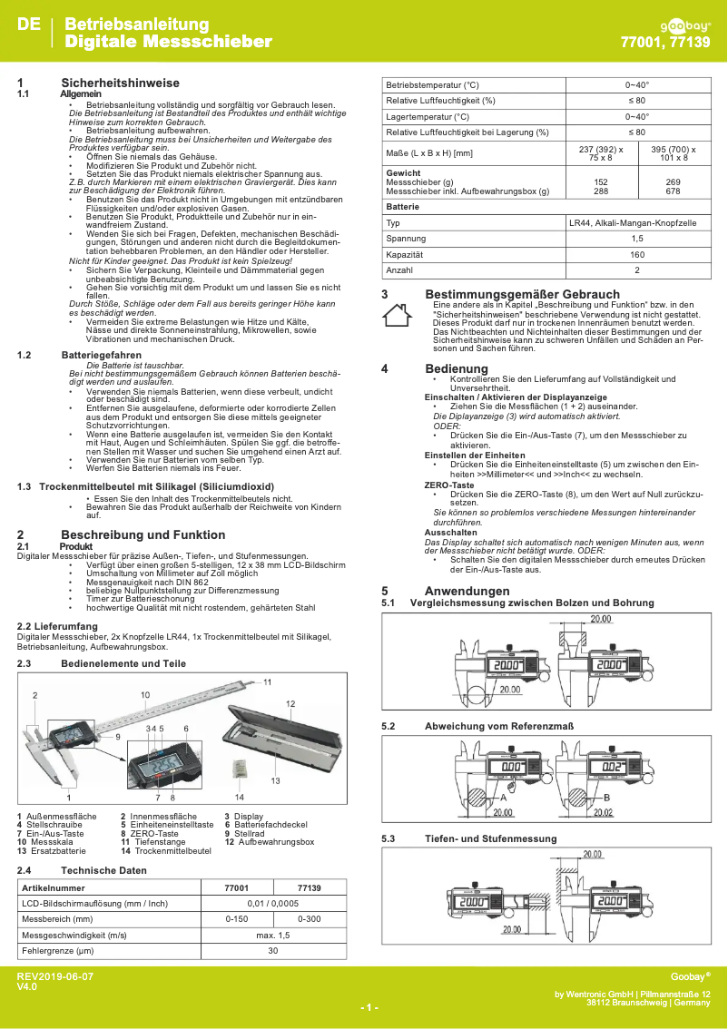 Page n°1 - Manuel utilisateur Goobay 77139