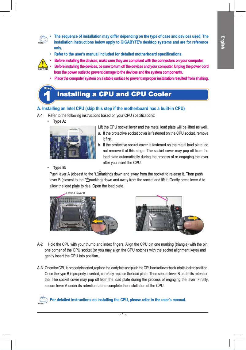 Page n°1 - Guide d'installation Gigabyte GA-X58A-UD9