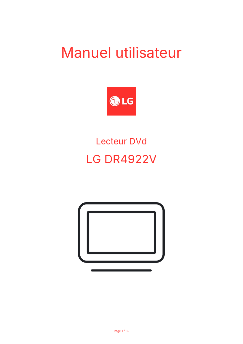 Page n°1 - Manuel utilisateur LG DR4922V
