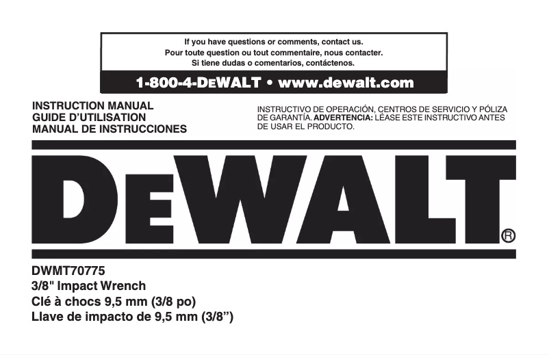 Page 1 de la notice Manuel utilisateur DeWalt DWMT70775
