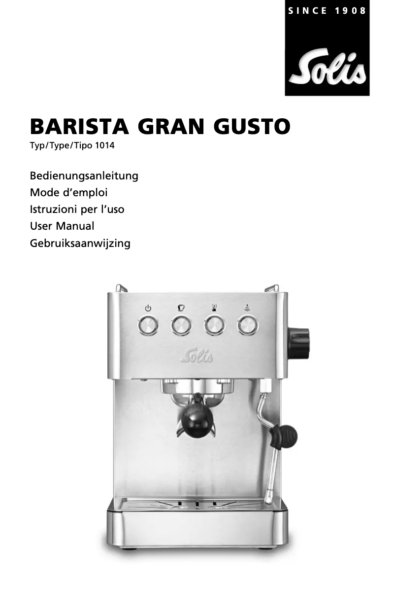 Page 1 de la notice Manuel utilisateur Solis Personal Barista 1150
