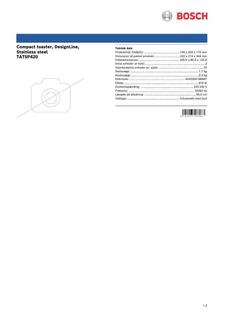 First page image of the manual for TAT5P420