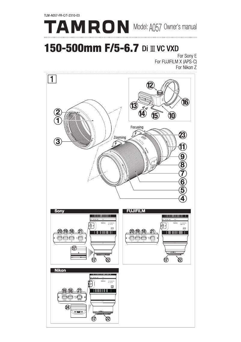 Página 1 del manual Manual de usuario Tamron 150-500mm F/5-6.7 Di III VC VXD