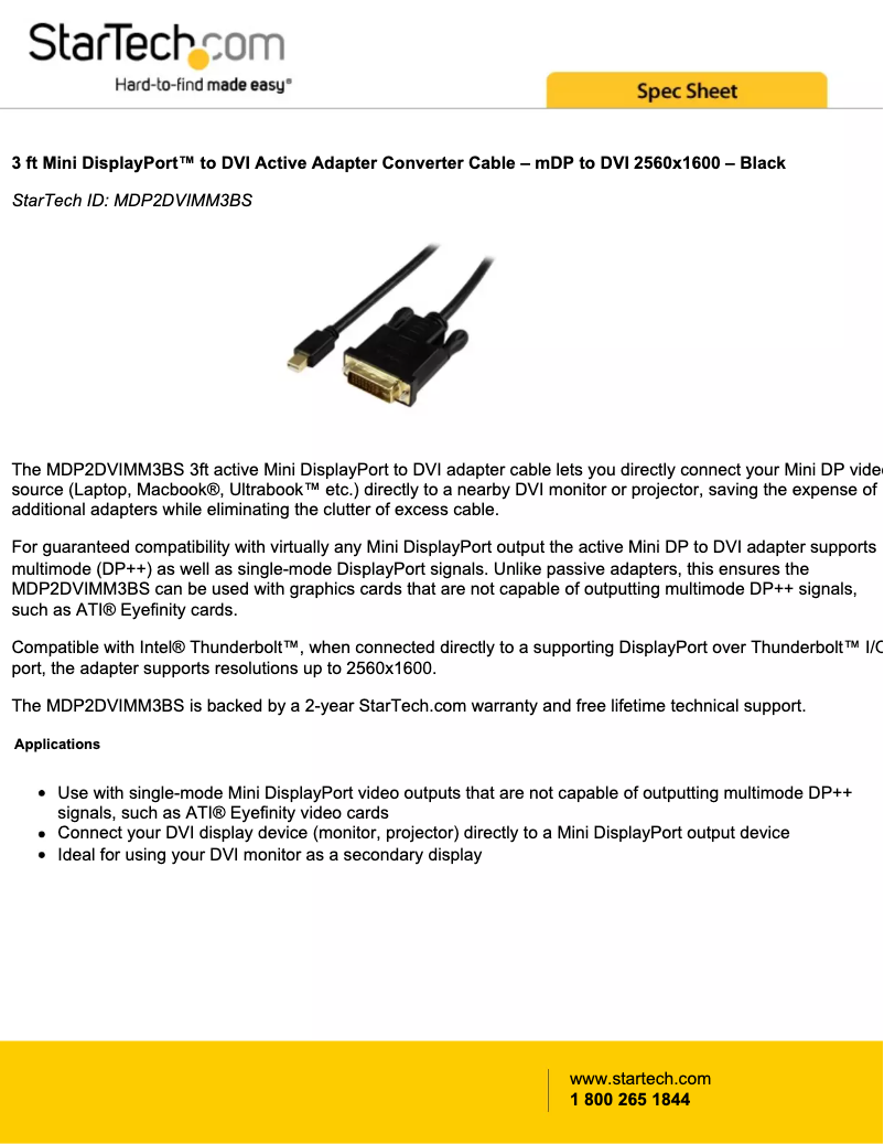 Page 1 de la notice Manuel utilisateur StarTech.com MDP2DVIMM3BS