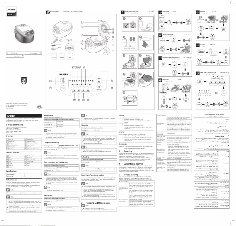Page 1 de la notice Manuel utilisateur Philips Viva Collection Fuzzy Logic HD3038