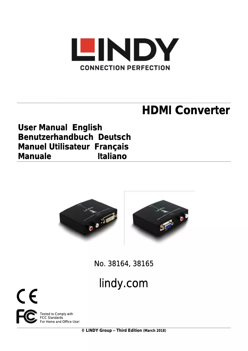 Page 1 de la notice Manuel utilisateur Lindy 38164