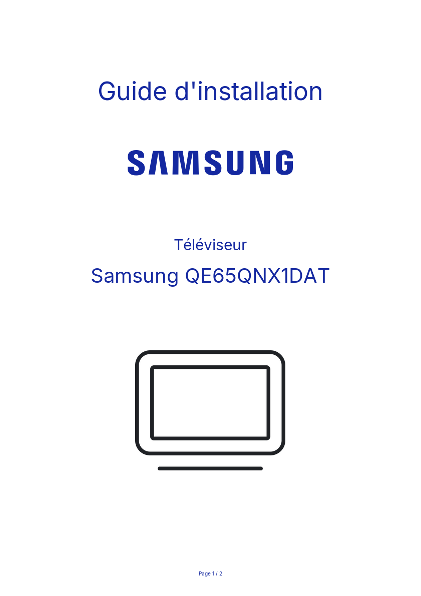 Image de la première page du manuel de l'appareil QE65QNX1DAT