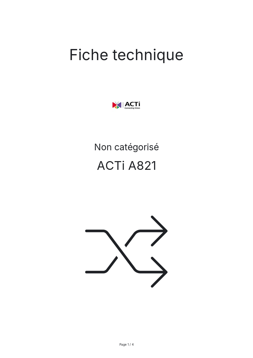 Page n°1 - Fiche technique ACTi A821