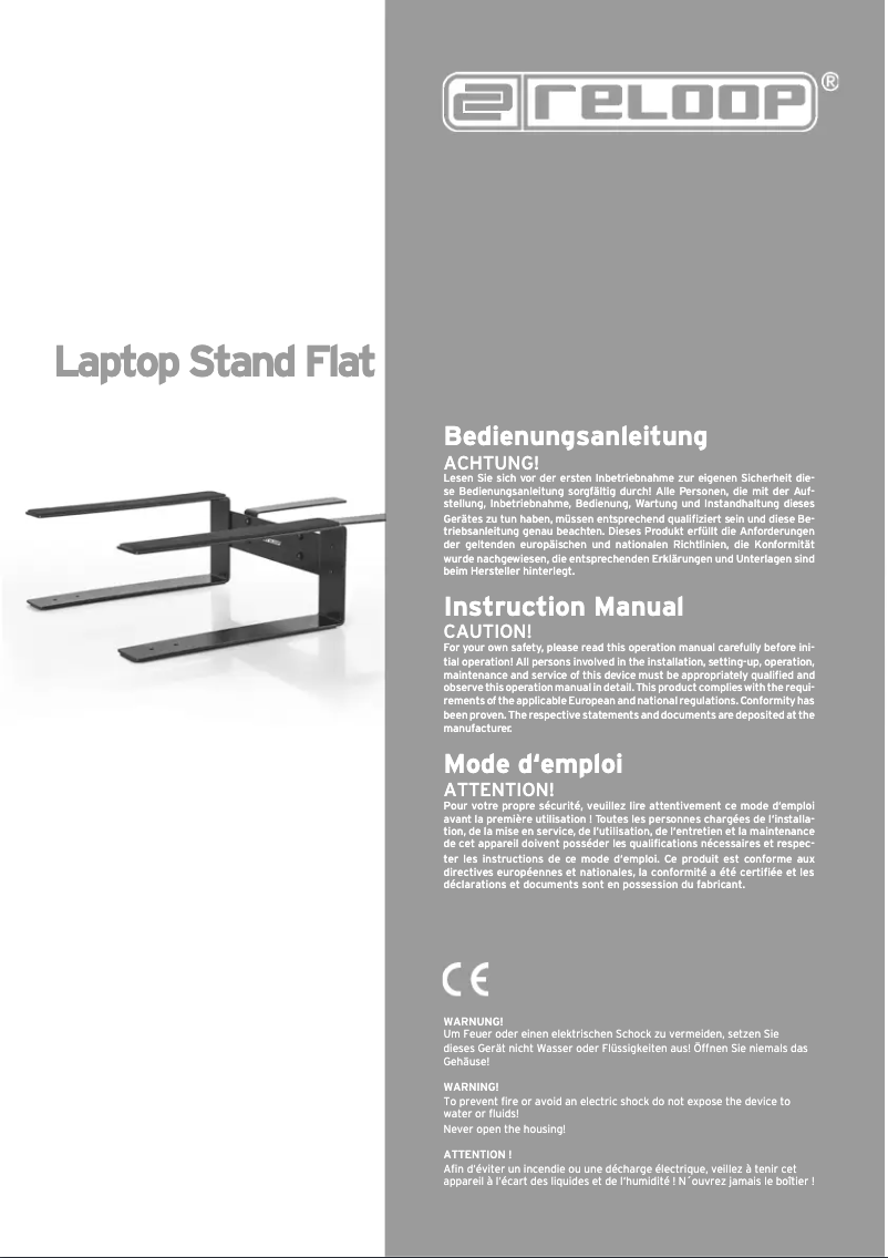 Page 1 de la notice Manuel utilisateur Reloop Laptop Stand Flat