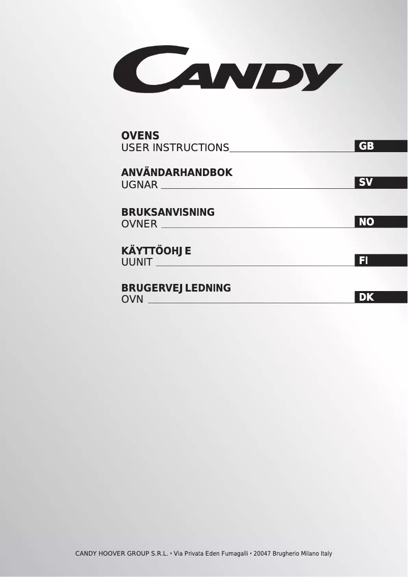 Page n°1 - Manuel utilisateur Candy FXP 8291 VX