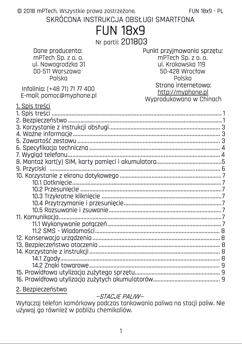 Image de la première page du manuel de l'appareil FUN 18x9