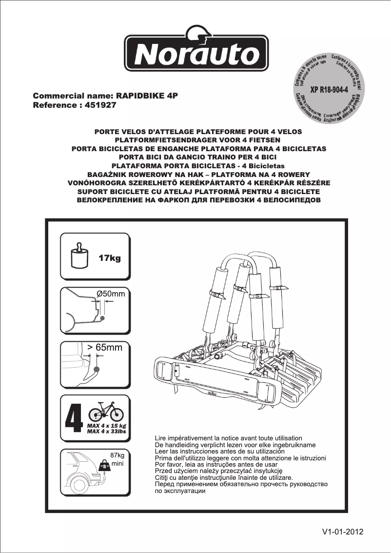 Image de la première page du manuel de l'appareil Rapidbike 4P