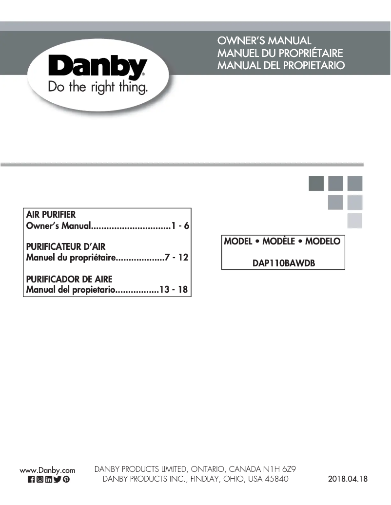 Página 1 del manual Manual de usuario Danby DAP110BAWDB