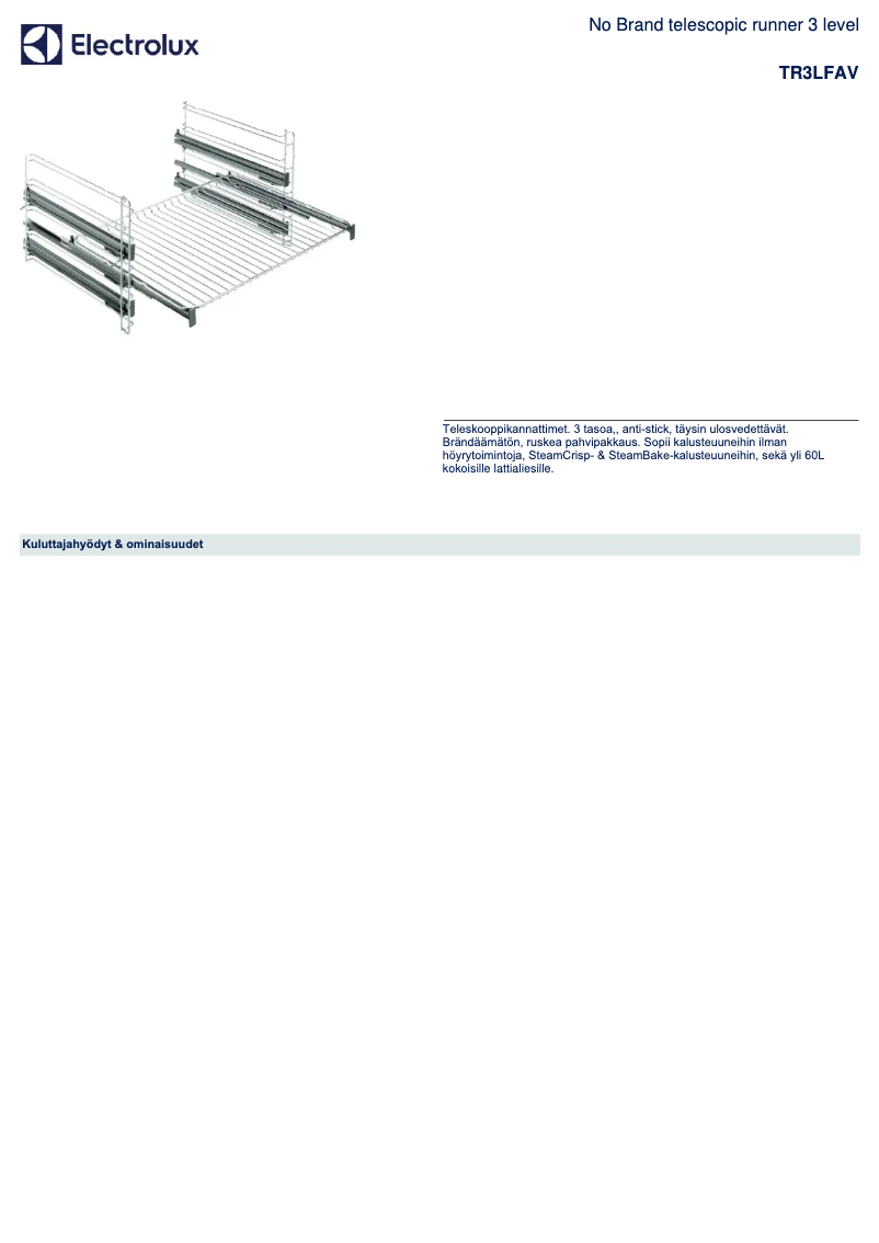 Page 1 de la notice Manuel utilisateur Electrolux TR3LFAV