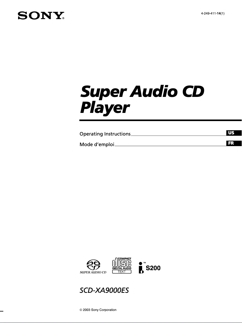 Page 1 de la notice Manuel utilisateur Sony SCD-XA9000ES
