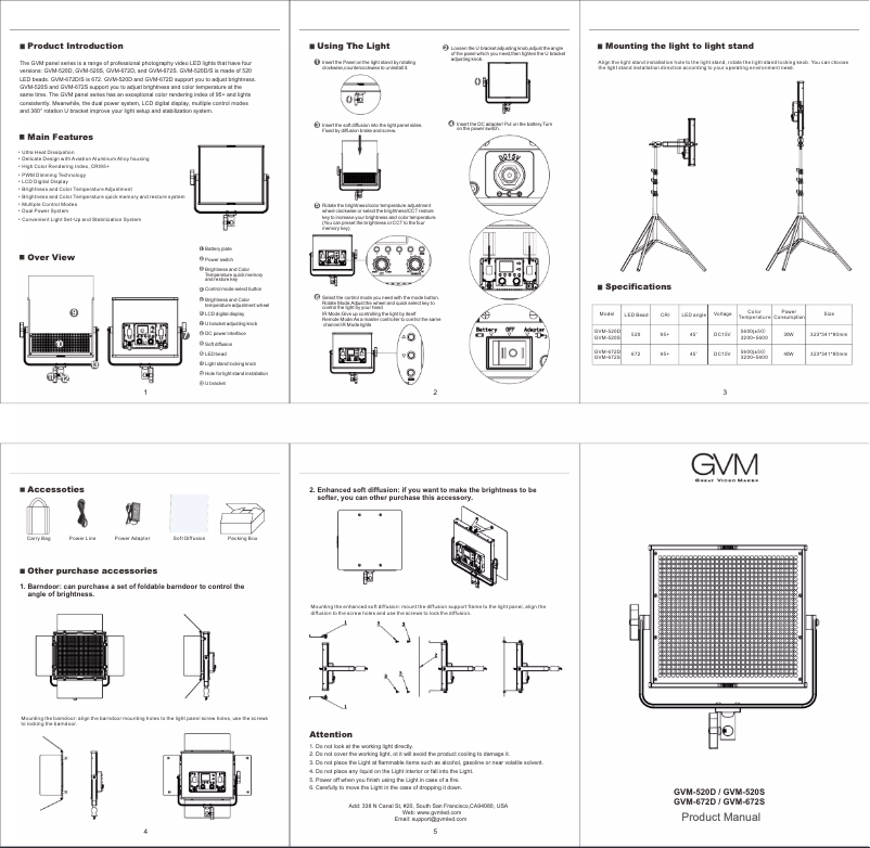 Page n°1 - Manuel utilisateur GVM 520S-B